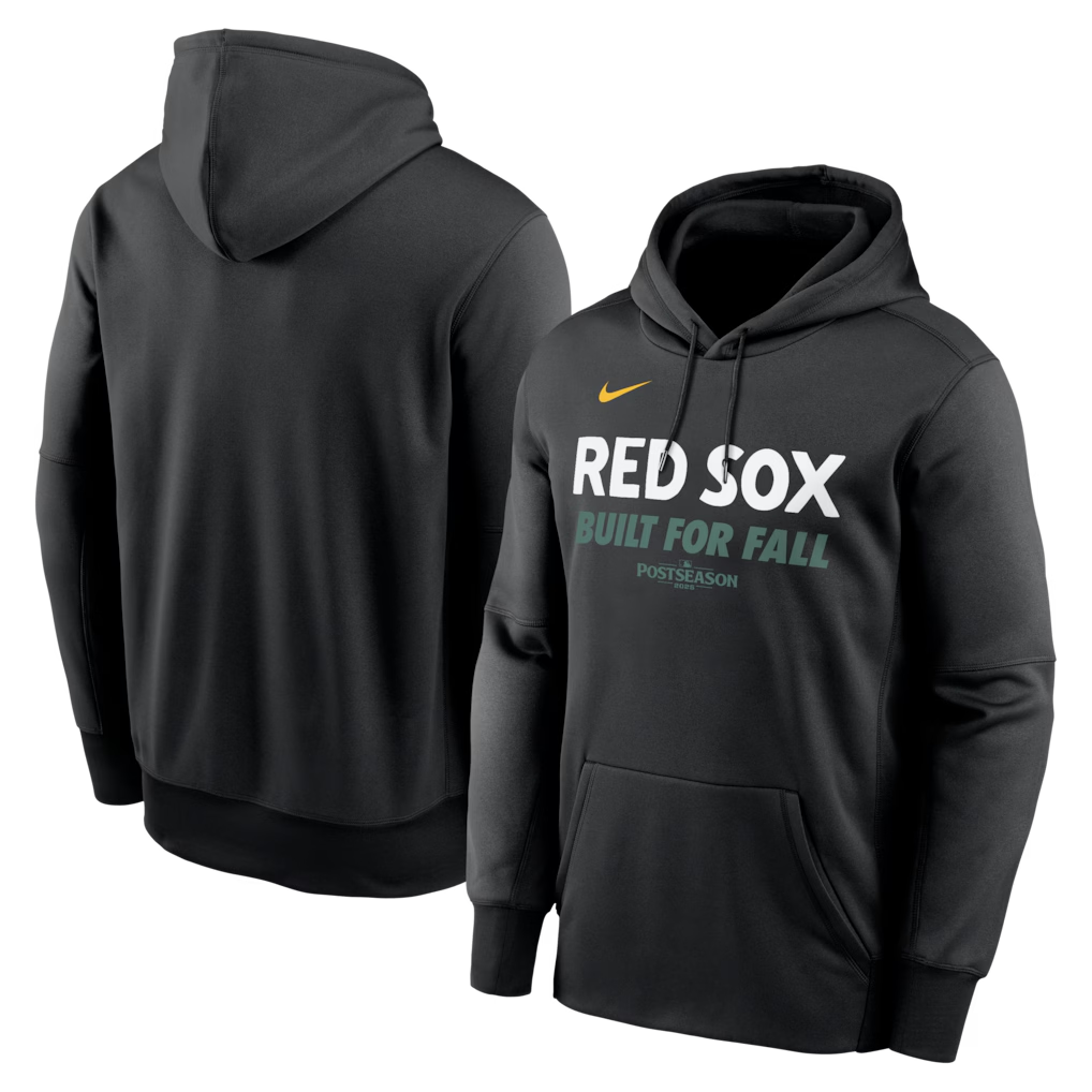 Men's Boston Red Sox Black 2025 Postseason Collection Therma Fleece Hoodie